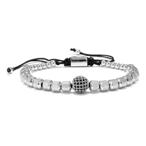 Titanium Steel Bracelet & Bangle, Length Adjustable & fashion jewelry & micro pave cubic zirconia & for man, more colors for choice, Length:Approx 19 cm, Sold By PC