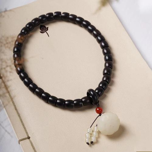 Wrist Mala, Black Sandalwood, with Jade, fashion jewelry & Unisex, Length:Approx 33 cm, Sold By PC