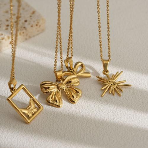 Colar de jóias de aço inoxidável, Aço inoxidável 304, with 5cm extender chain, 18K banhado a ouro, joias de moda & Vario tipos a sua escolha & para mulher, dourado, comprimento Aprox 45 cm, vendido por PC