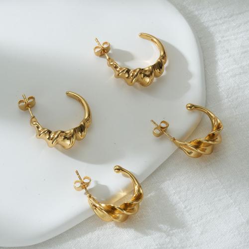 Pendientes de Acero Inoxidable, acero inoxidable 304, 18K chapado en oro, Joyería & diferentes estilos para la opción & para mujer, dorado, Vendido por Par