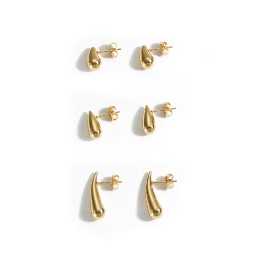 Stainless Steel Stud Earrings 304 Stainless Steel 18K gold plated fashion jewelry & for woman golden Sold By Pair