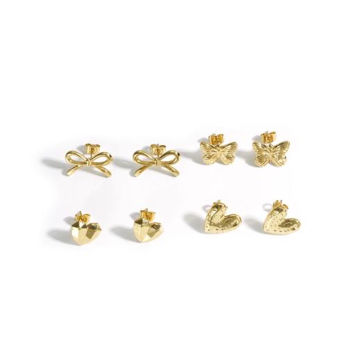 Stainless Steel Stud Earrings, 304 Stainless Steel, 18K gold plated, fashion jewelry & different styles for choice & for woman, golden, Sold By Pair