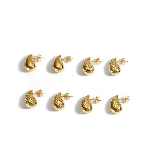 Stainless Steel Stud Earrings 304 Stainless Steel 18K gold plated fashion jewelry & for woman golden Sold By Pair