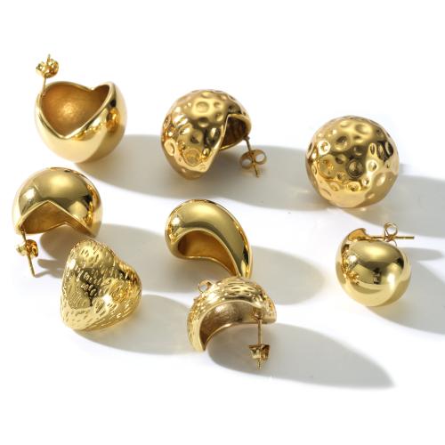 Pendientes de Acero Inoxidable, acero inoxidable 304, 18K chapado en oro, Joyería & diferentes estilos para la opción & para mujer, dorado, Vendido por Par