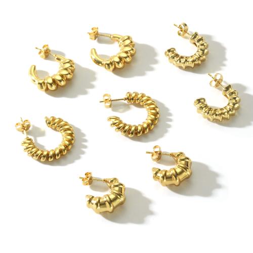 Pendientes de Acero Inoxidable, acero inoxidable 304, 18K chapado en oro, Joyería & diferentes estilos para la opción & para mujer, dorado, Vendido por Par