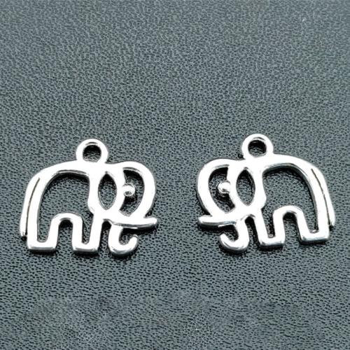 Pendentifs animaux en alliage de zinc, éléphant, Plaqué de couleur d'argent, DIY, protéger l'environnement, sans nickel, plomb et cadmium, 17x15mm, Trou:Environ 2mm, Environ 100PC/sac, Vendu par sac