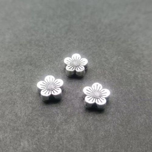 Abalorios Separador de Aleación de Zinc, Flor, chapado en color de plata antigua, Bricolaje, libre de níquel, plomo & cadmio, 8x3.20mm, aproximado 100PCs/Bolsa, Vendido por Bolsa