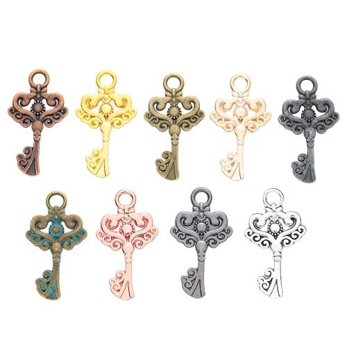 Tibetan Style Key Pendants, plated, DIY, more colors for choice, nickel, lead & cadmium free, 34x18x1mm, Approx 100PCs/Bag, Sold By Bag