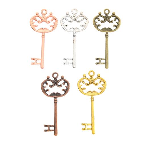 Tibetan Style Key Pendants, plated, DIY, more colors for choice, nickel, lead & cadmium free, 68x30x3mm, Approx 100PCs/Bag, Sold By Bag