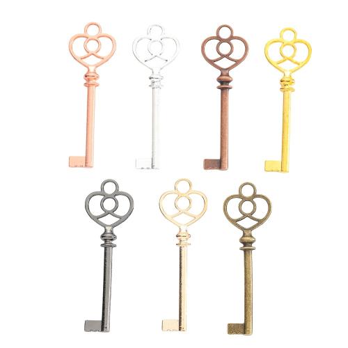 Tibetan Style Key Pendants, plated, DIY, more colors for choice, nickel, lead & cadmium free, 61x19x5mm, Approx 100PCs/Bag, Sold By Bag