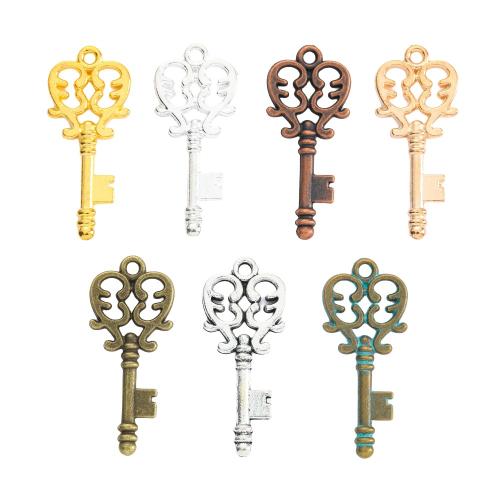 Tibetan Style Key Pendants, plated, DIY, more colors for choice, nickel, lead & cadmium free, 33x14x2mm, Approx 100PCs/Bag, Sold By Bag