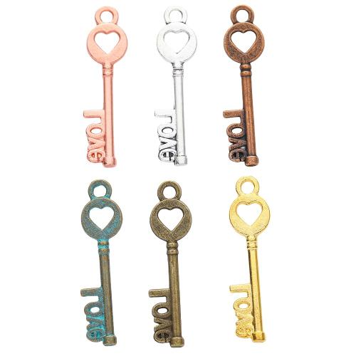 Tibetan Style Key Pendants, plated, DIY, more colors for choice, nickel, lead & cadmium free, 30x7x2mm, Approx 100PCs/Bag, Sold By Bag