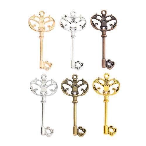 Tibetan Style Key Pendants, plated, DIY, more colors for choice, nickel, lead & cadmium free, 64x28x6mm, Approx 100PCs/Bag, Sold By Bag