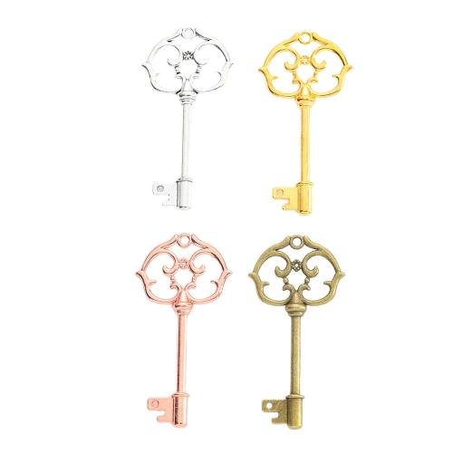 Tibetan Style Key Pendants, plated, DIY, more colors for choice, nickel, lead & cadmium free, 61x30x6mm, Approx 100PCs/Bag, Sold By Bag