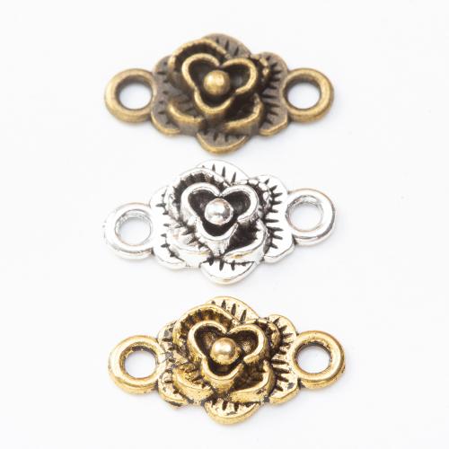 Flower Tibetan Style Connector, Rose, plated, DIY & 1/1 loop, more colors for choice, nickel, lead & cadmium free, 18x10x4mm, Approx 100PCs/Bag, Sold By Bag