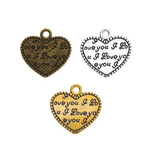 Tibetan Style Heart Pendants, plated, DIY, more colors for choice, nickel, lead & cadmium free, 17.80x17.40mm, Approx 100PCs/Bag, Sold By Bag