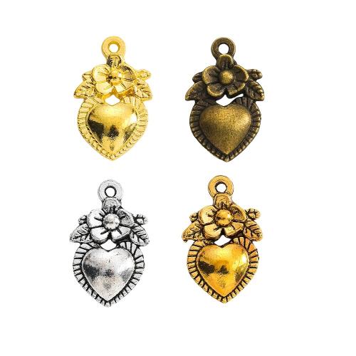 Tibetan Style Heart Pendants, plated, DIY, more colors for choice, nickel, lead & cadmium free, 11.50x18.30mm, Approx 100PCs/Bag, Sold By Bag