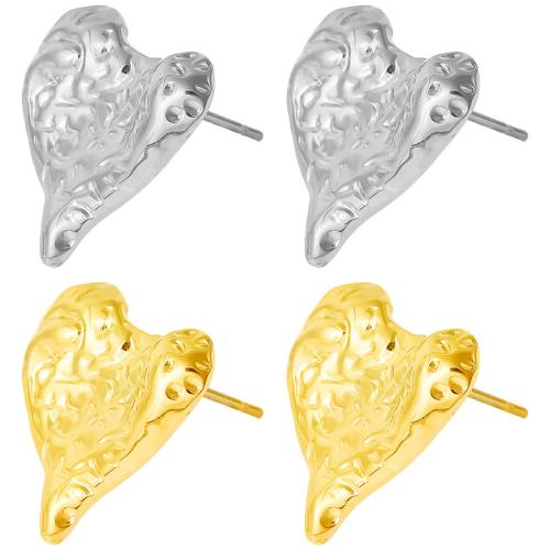 Stainless Steel Stud Earrings, 304 Stainless Steel, Heart, Vacuum Ion Plating, fashion jewelry & for woman, more colors for choice, 18x17mm, Sold By Pair