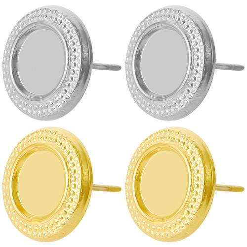 Stainless Steel Earring Stud Component, 304 Stainless Steel, Vacuum Ion Plating, DIY & for woman, more colors for choice, 13x13mm, Sold By Pair