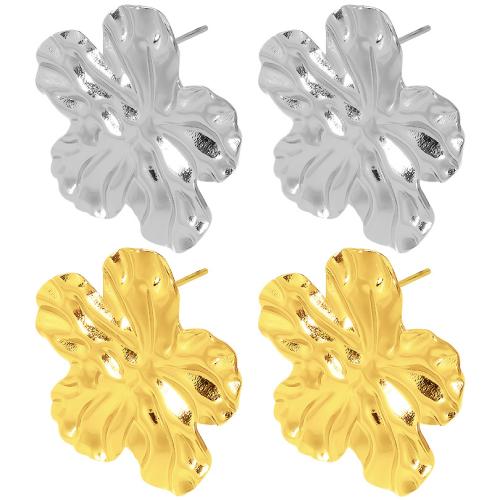 Stainless Steel Stud Earrings 304 Stainless Steel Flower Vacuum Ion Plating fashion jewelry & for woman Sold By Pair