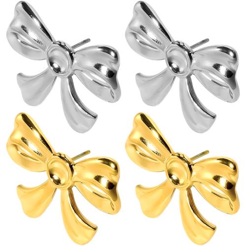 Stainless Steel Stud Earrings 304 Stainless Steel Bowknot Vacuum Ion Plating fashion jewelry & for woman Sold By Pair