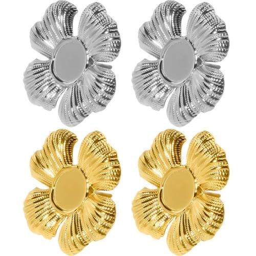 Stainless Steel Stud Earrings, 304 Stainless Steel, Flower, Vacuum Ion Plating, fashion jewelry & for woman, more colors for choice, 26x25mm, Sold By Pair