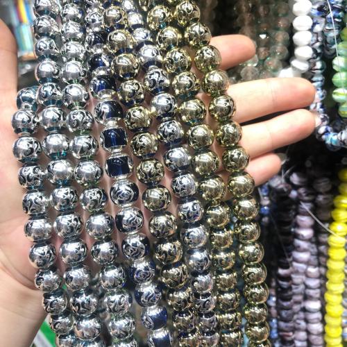 Fashion Glass Beads Round plated DIY 12mm Sold By Strand