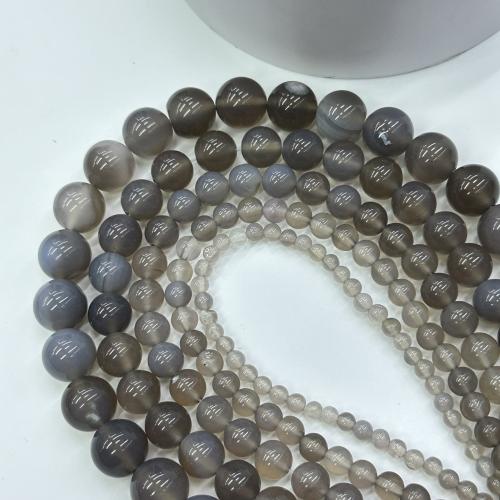 Natural Grey Agate perler, Grå Agate, Runde, du kan DIY & forskellig størrelse for valg, flere farver til valg, Solgt af Strand