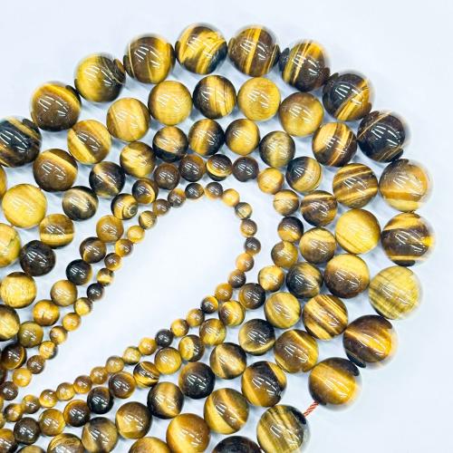 Natural Tiger Eye Beads Round DIY Sold By Strand