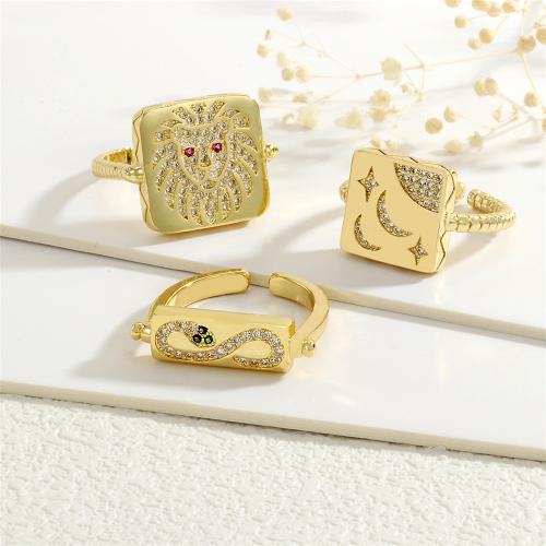 Cúbicos Circonia Micro Pave anillo de latón, metal, chapado en color dorado, micro arcilla de zirconia cúbica & para mujer, más colores para la opción, libre de níquel, plomo & cadmio, Vendido por UD