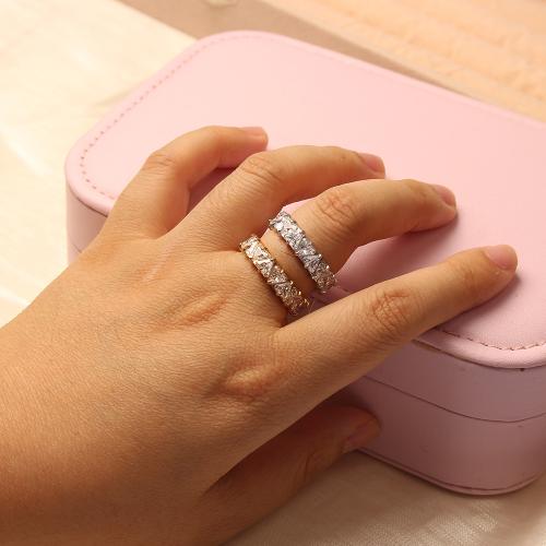 Titanium Steel Finger Ring plated fashion jewelry & micro pave cubic zirconia Sold By PC