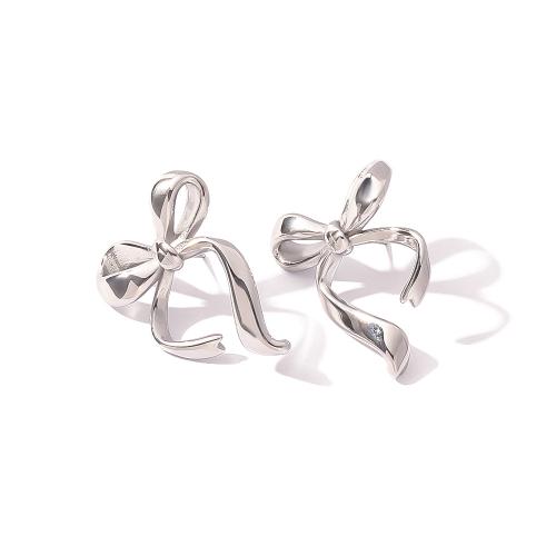 Stainless Steel Stud Earrings 304 Stainless Steel Bowknot plated fashion jewelry Sold By Pair