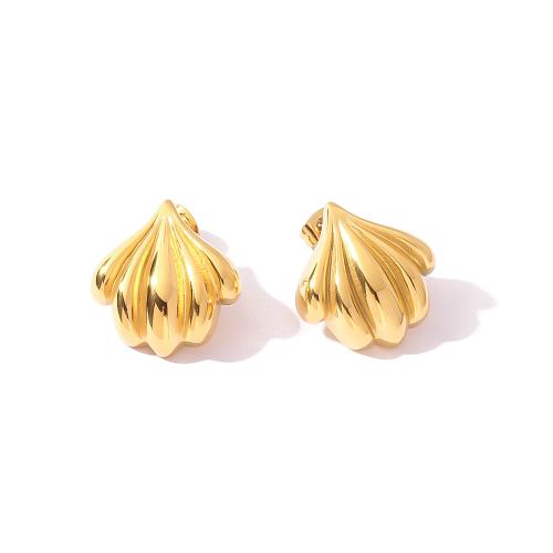 Stainless Steel Stud Earrings, 304 Stainless Steel, gold color plated, fashion jewelry, golden, 20.70x23mm, Sold By Pair