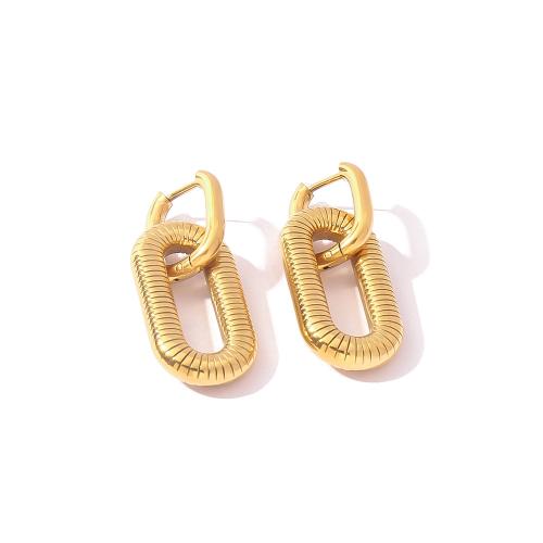 Stainless Steel Drop Earring, 304 Stainless Steel, gold color plated, fashion jewelry, golden, 13.50x26mm, Sold By Pair