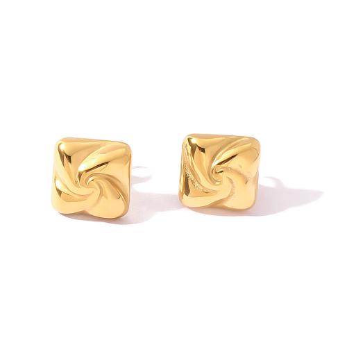 Stainless Steel Stud Earrings, 304 Stainless Steel, gold color plated, fashion jewelry, golden, 11.70x11.50mm, Sold By Pair