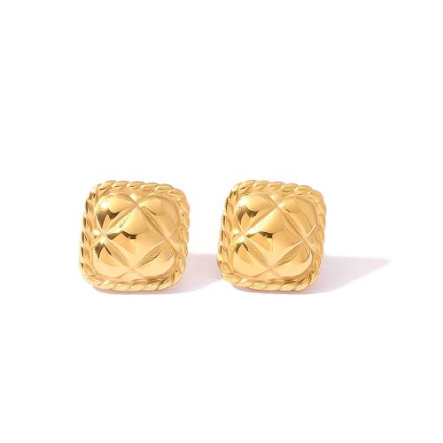 Stainless Steel Stud Earrings, 304 Stainless Steel, gold color plated, fashion jewelry, golden, 16.10x16.50mm, Sold By Pair