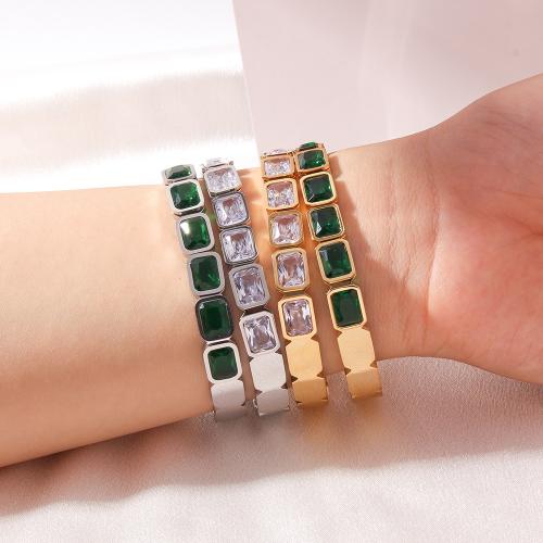 Titanium Steel Bracelet & Bangle, plated, fashion jewelry & micro pave cubic zirconia, more colors for choice, Sold By PC