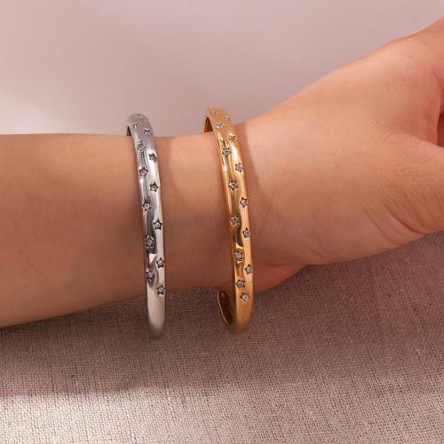 Titanium Steel Bracelet & Bangle plated fashion jewelry & micro pave cubic zirconia Sold By PC