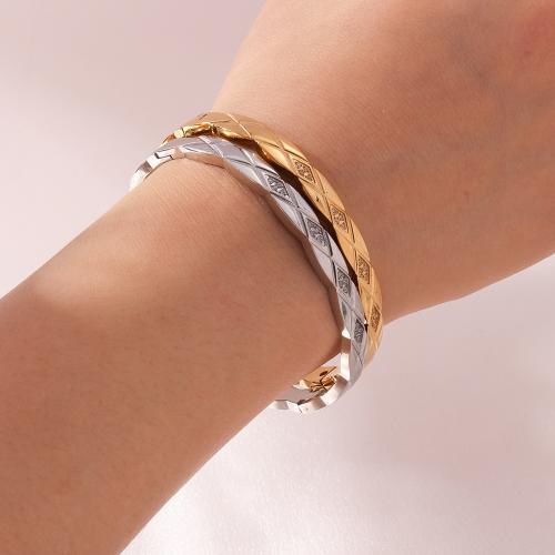 Titanium Steel Bracelet & Bangle, plated, fashion jewelry & with rhinestone, more colors for choice, Sold By PC