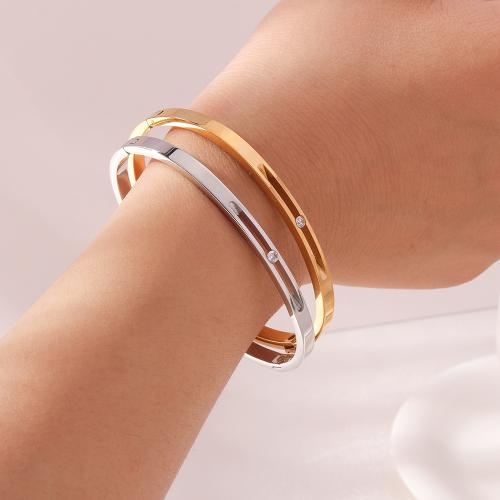 Titanium Steel Bracelet & Bangle, plated, fashion jewelry & micro pave cubic zirconia, more colors for choice, Sold By PC