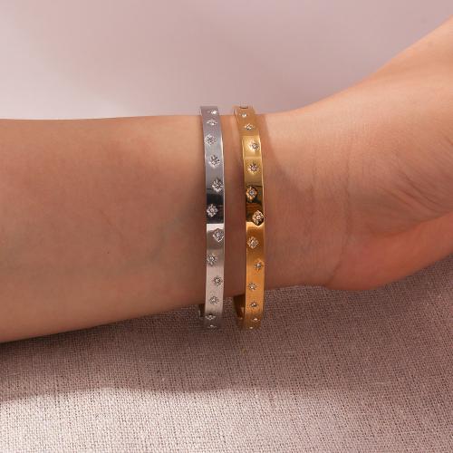 Titanium Steel Bracelet & Bangle plated fashion jewelry & with rhinestone Sold By PC