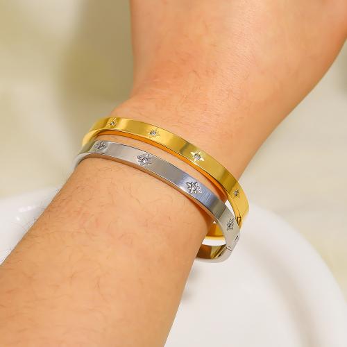 Titanium Steel Bracelet & Bangle plated fashion jewelry & with rhinestone Sold By PC