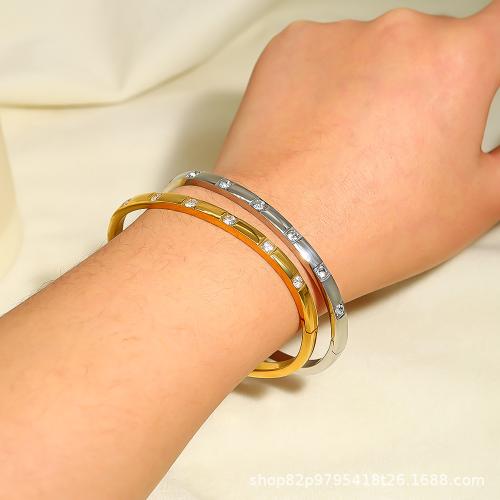 Titanium Steel Bracelet & Bangle, plated, fashion jewelry & micro pave cubic zirconia, more colors for choice, Sold By PC