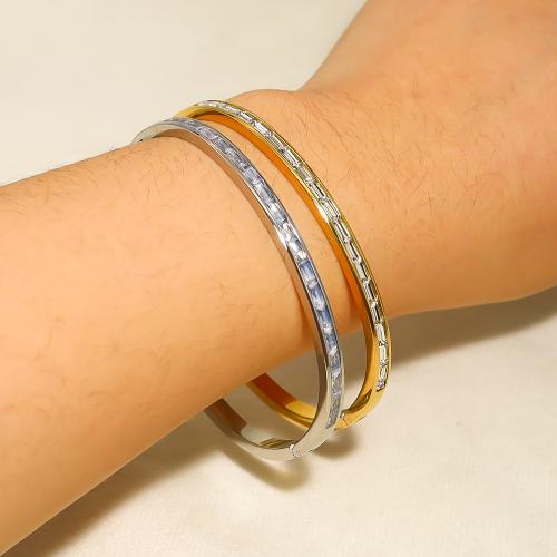 Titanium Steel Bracelet & Bangle, plated, fashion jewelry & micro pave cubic zirconia, more colors for choice, Sold By PC