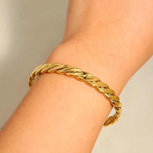 Pulseira de aço titânio, Partículas de aço, cromado de cor dourada, joias de moda, dourado, vendido por PC