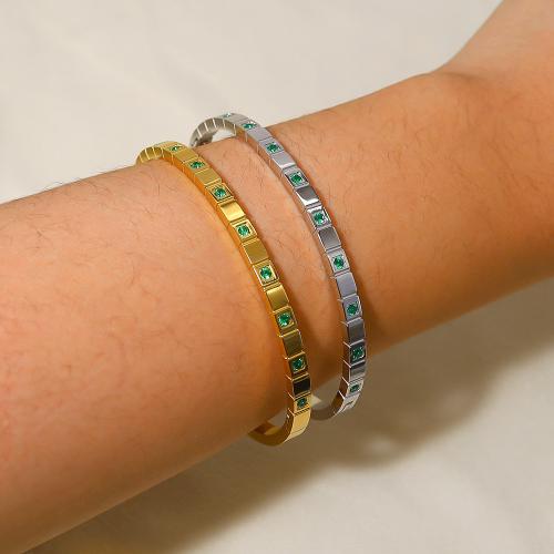 Titanium Steel Bracelet & Bangle, plated, fashion jewelry & with rhinestone, more colors for choice, Sold By PC