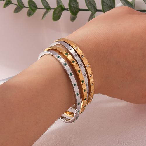 Titanium Steel Bracelet & Bangle, plated, fashion jewelry & micro pave cubic zirconia, more colors for choice, Sold By PC