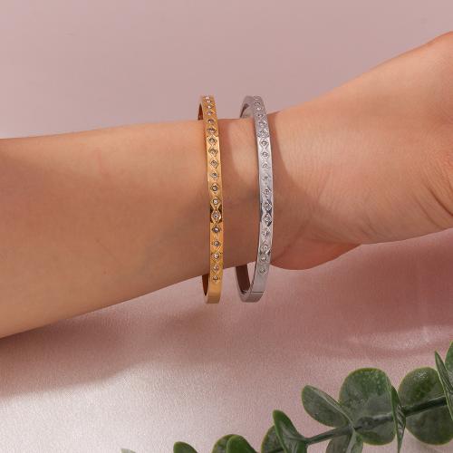 Titanium Steel Bracelet & Bangle plated fashion jewelry & micro pave cubic zirconia Sold By PC