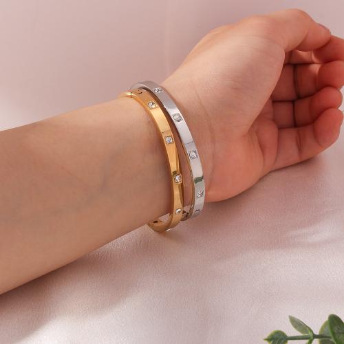 Titanium Steel Bracelet & Bangle, plated, fashion jewelry & micro pave cubic zirconia, more colors for choice, Sold By PC