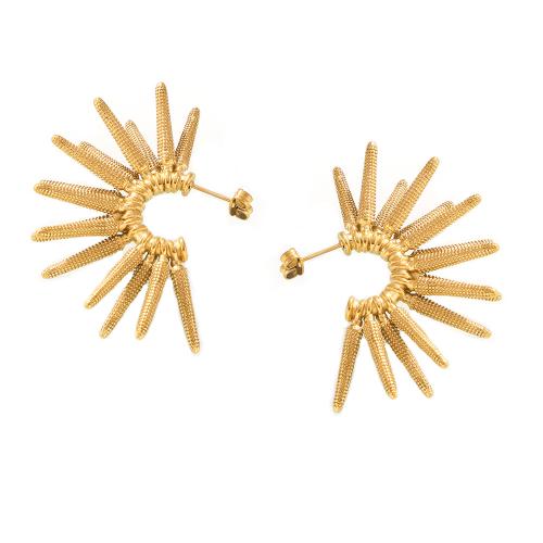 Pendientes de Acero Inoxidable, acero inoxidable 304, Flor, 18K chapado en oro, Joyería & para mujer, Vendido por Par